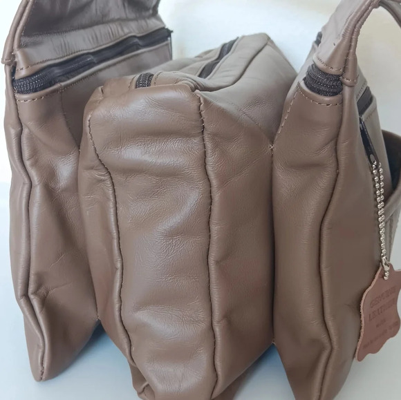 genuine leather,shoulder bag, Kim Rogers,brown Boho,hippie,multipockets. - Picture 15 of 17